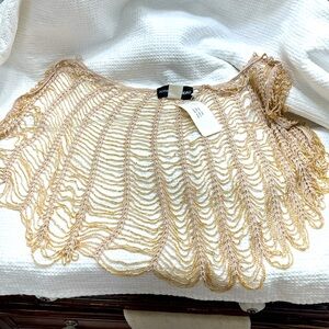 NWT Adrienne Landau Pink Rose Gold Beaded Scalloped Cape Shawl